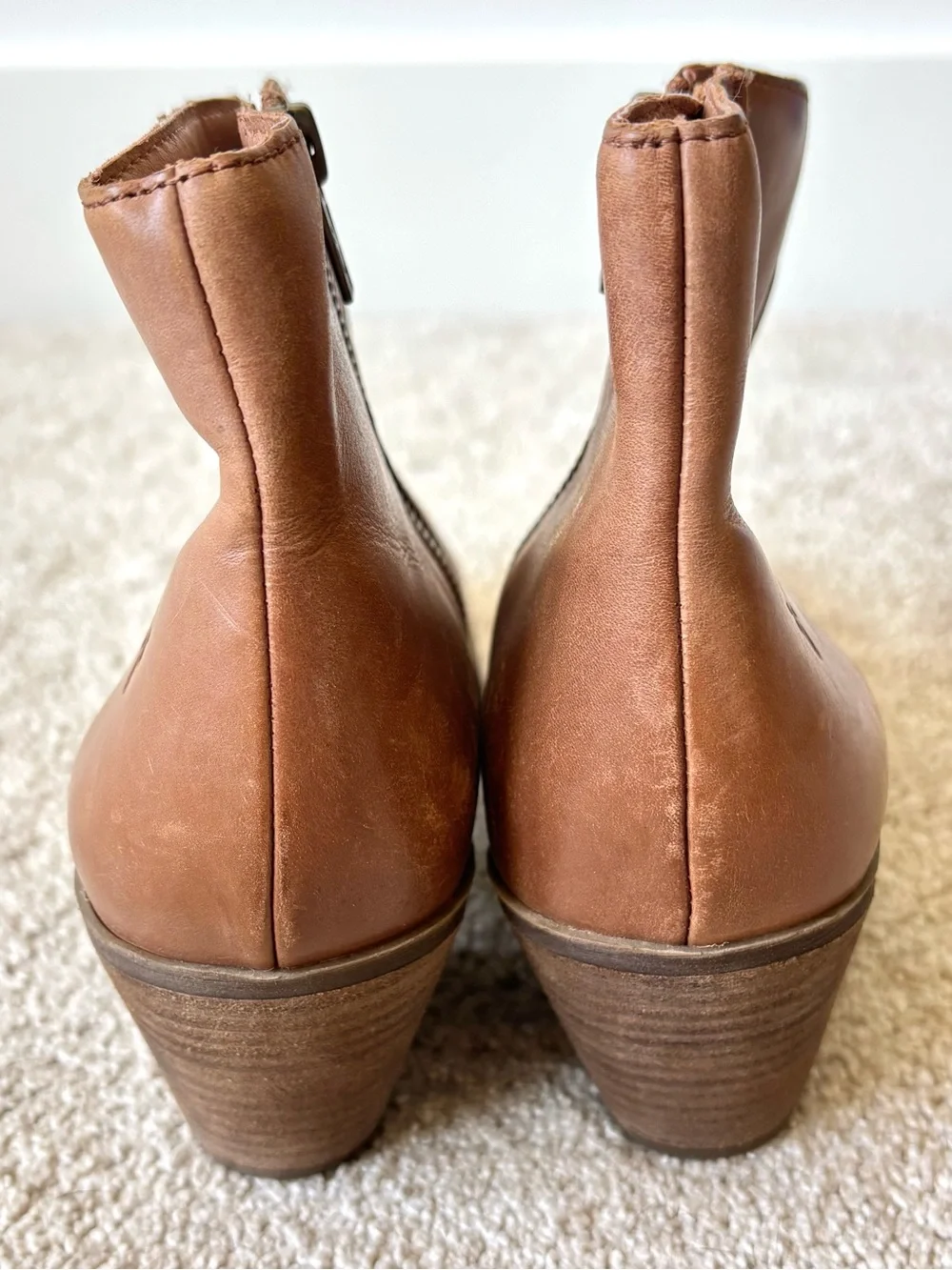 Frye Jennifer Ankle Booties Brown Leather Round Pointed Toe Western